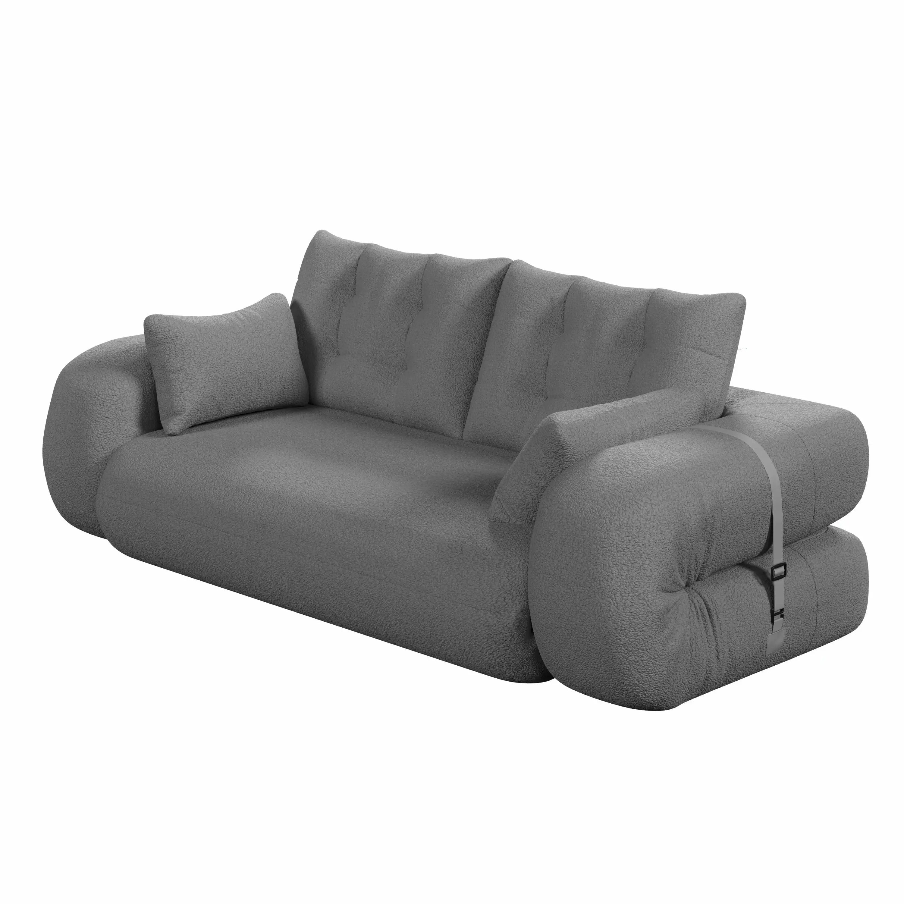 Human Dog Bed – 3-in-1 Foldable Sofa Couch, Grey Teddy Fabric Sleeper Sofa Bed for Living Room, Guest Room, or Playroom, 78.7” Multi-Functional Lazy Floor Sofa