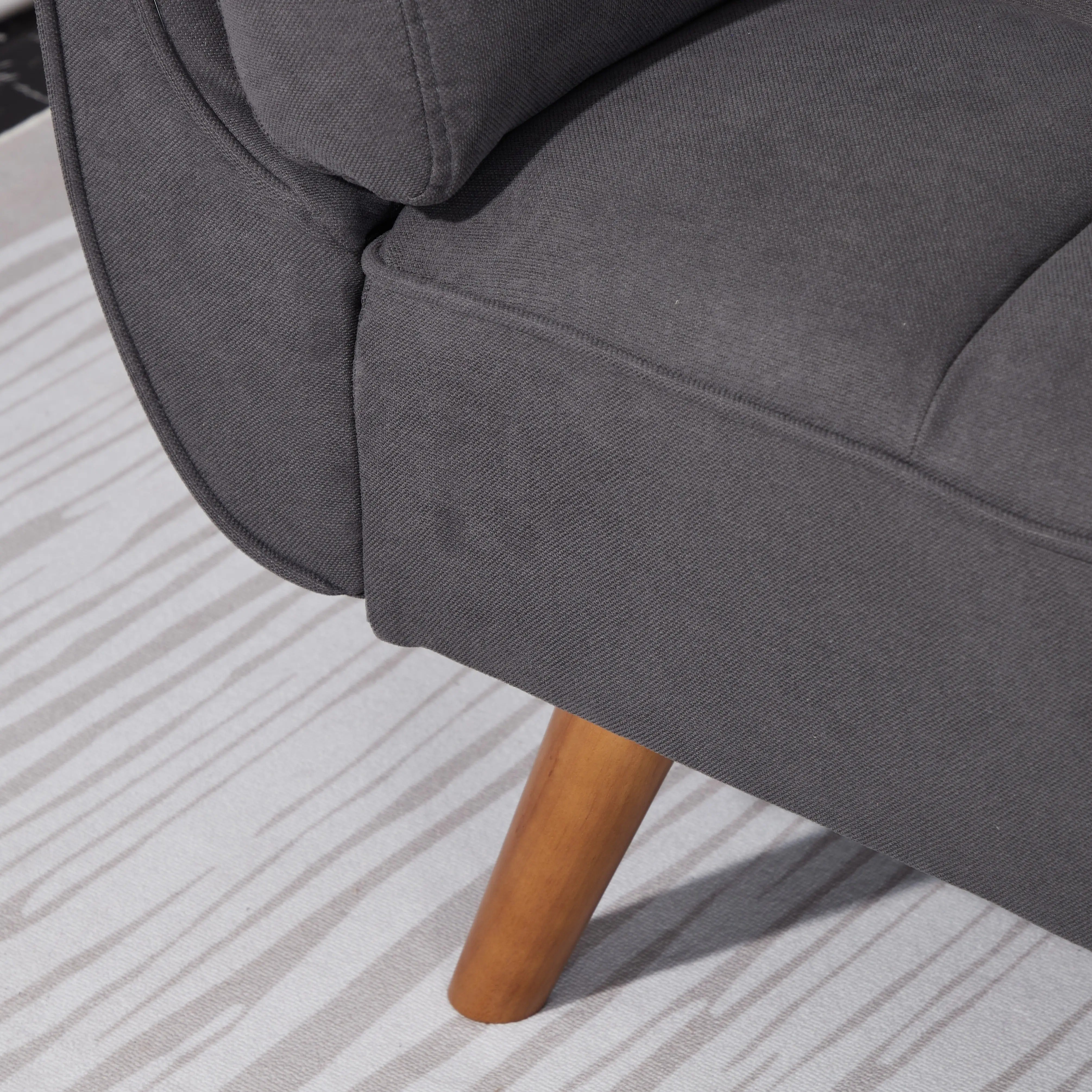 Homy Casa Dark Gray Linen Sofa – 500LBS Heavy-Duty, Solid Wood Frame, Modern Upholstered Couch with Under-Seat Storage