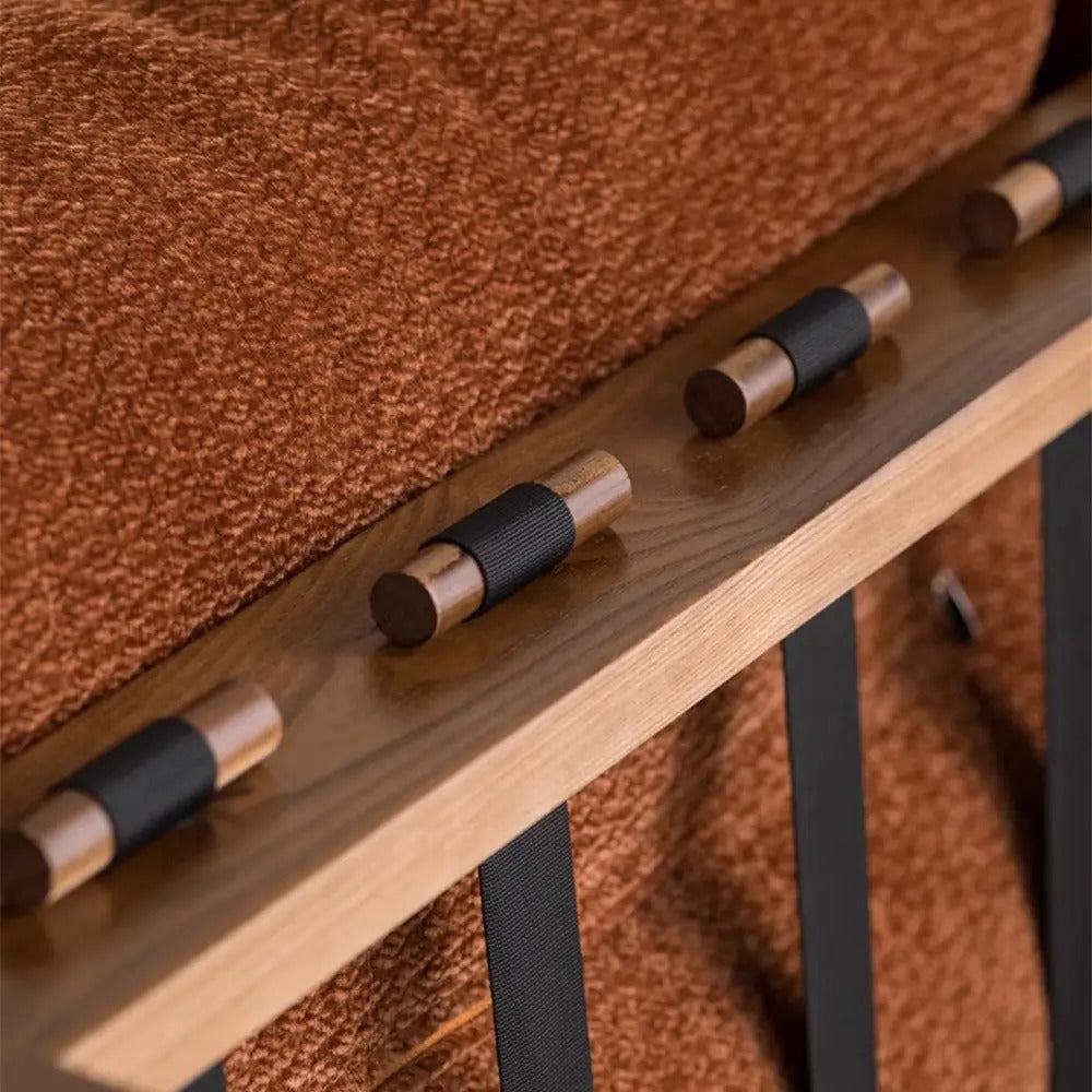 Retro Chenille Accent Lounge Chair – Solid Wood Frame with Plush Cushion, Removable Cover & Wide Armrests