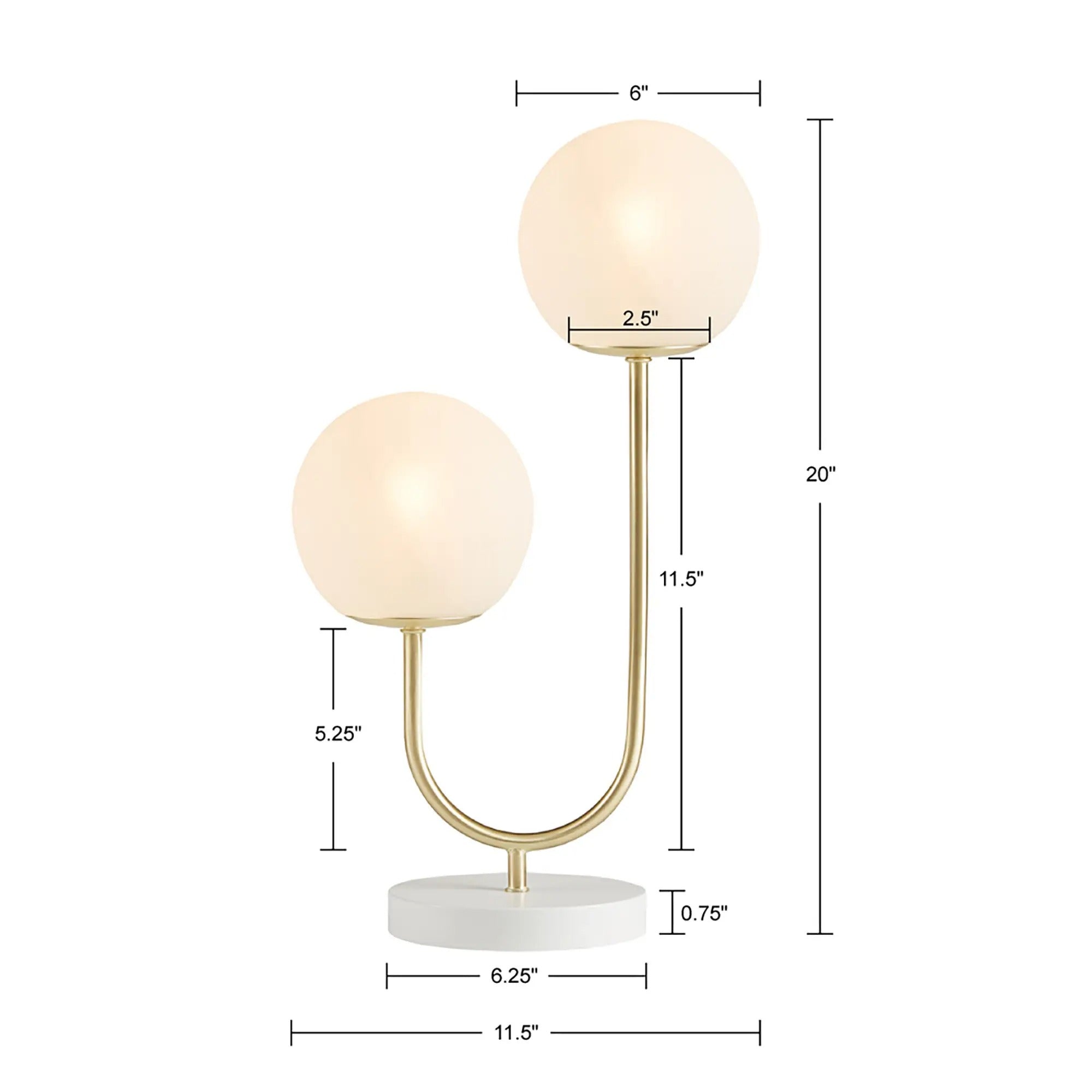Modern 2-Light Globe Gold Base Table Lamp