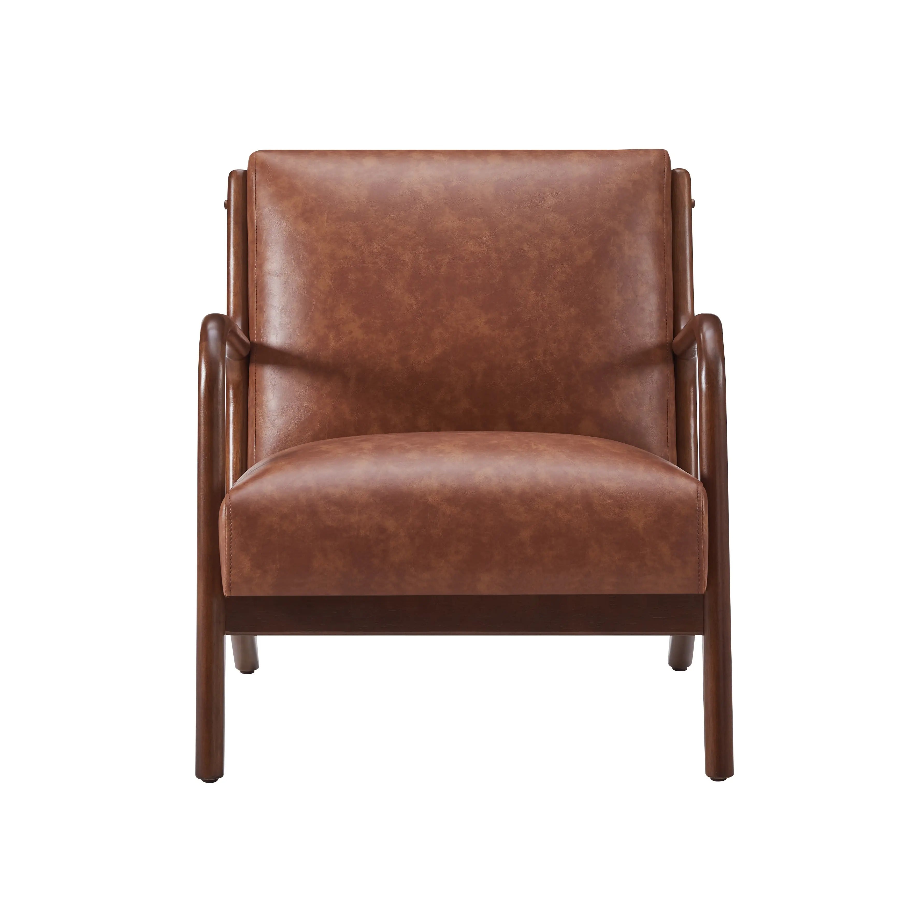 Leisure Armchair Mid-Century Modern Chair – Upholstered Single-Seater Accent Chair with Solid Wood Frame
