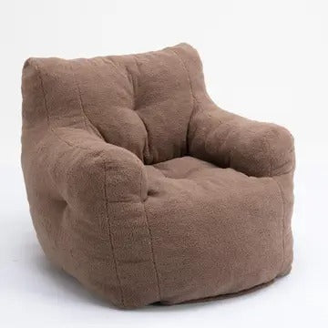 Tufted Teddy Fabric Bean Bag Chair with Ergonomic Backrest – Memory Sponge Lounge Seat in Multiple Colors