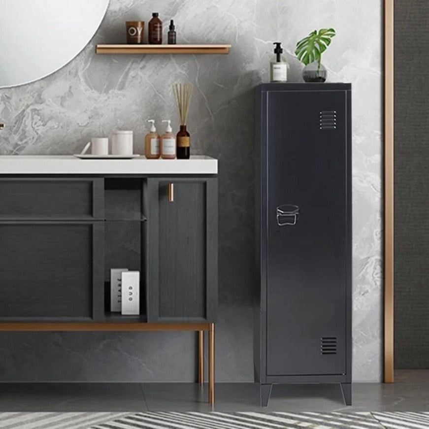 Metal Multifunctional Versatile Storage Cabinet – Durable White & Black Organizer for Home, Office, or Garage - 15.2" x 54.1"