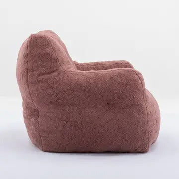 Tufted Teddy Fabric Bean Bag Chair with Ergonomic Backrest – Memory Sponge Lounge Seat in Multiple Colors