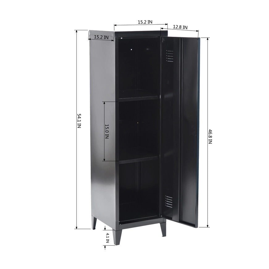 Metal Multifunctional Versatile Storage Cabinet – Durable White & Black Organizer for Home, Office, or Garage - 15.2" x 54.1"