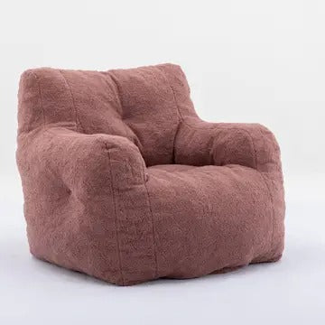 Tufted Teddy Fabric Bean Bag Chair with Ergonomic Backrest – Memory Sponge Lounge Seat in Multiple Colors