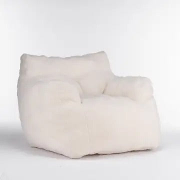 Tufted Teddy Fabric Bean Bag Chair with Ergonomic Backrest – Memory Sponge Lounge Seat in Multiple Colors