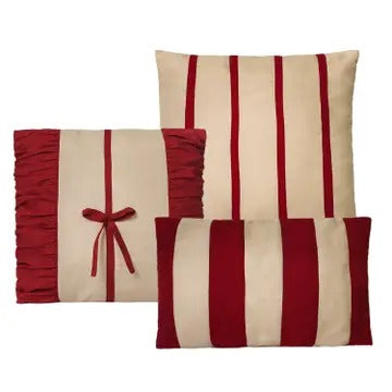 7-Piece Taupe & Burgundy Hypoallergenic Microfiber Ruffle Patchwork Comforter Set with Decorative Pillows – King Size