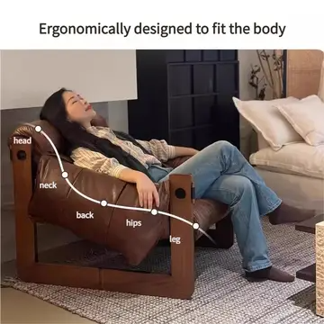 Wide Oil Wax Leather Accent Chair – Solid Wood Upholstered Lounge Chair, American Vintage Retro Design with Deep Seat & Plush Cotton Comfort