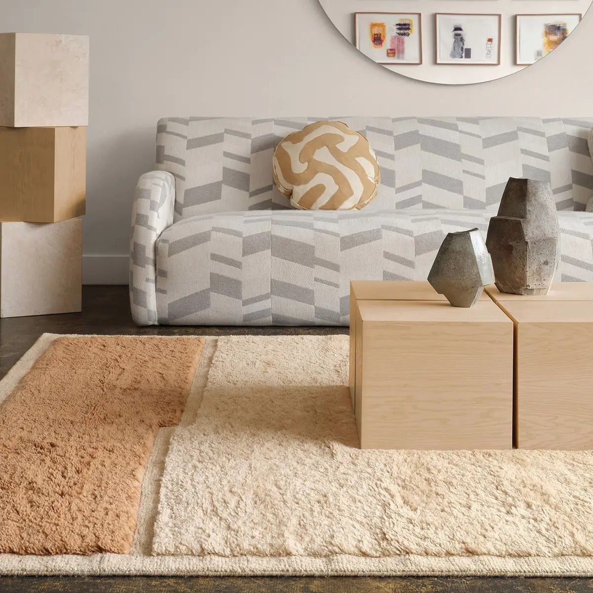 Jaipur Solum Arica Handwoven Wool Area Rug – Geometric Mid-Century Modern Design