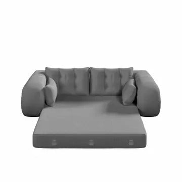 Human Dog Bed – 3-in-1 Foldable Sofa Couch, Grey Teddy Fabric Sleeper Sofa Bed for Living Room, Guest Room, or Playroom, 78.7” Multi-Functional Lazy Floor Sofa
