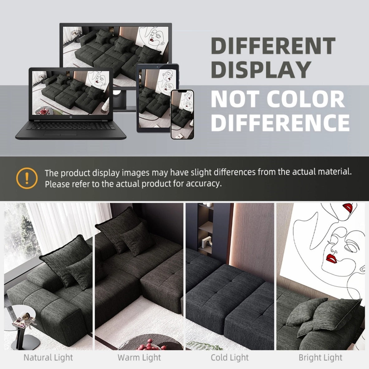 Modern Oversized Modular Sectional Sofa – Black Chenille Tufted Couch with 6 Pillows, 6-Piece DIY Combination, No Assembly Required