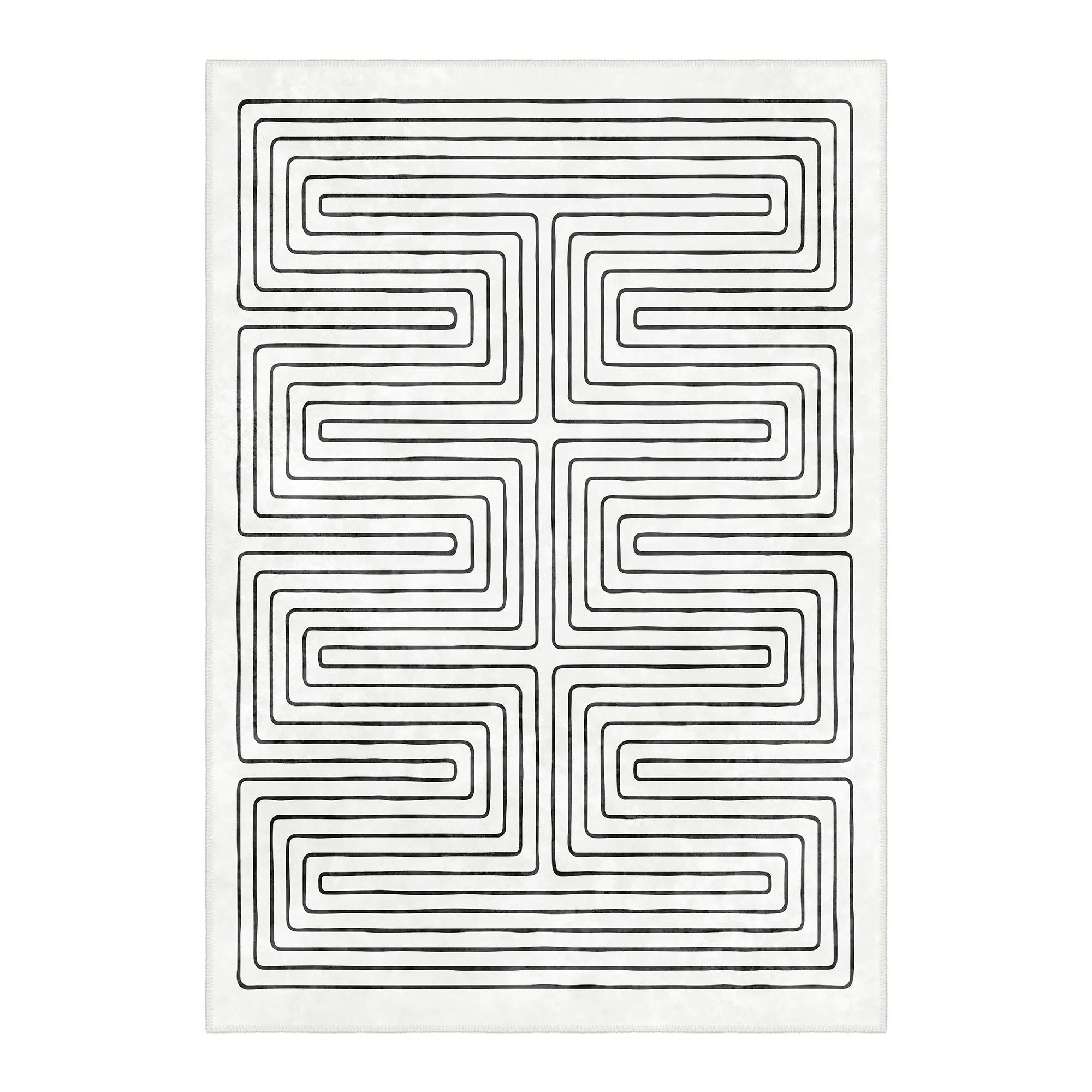 Cove White & Black Area Rug – Machine Washable Cotton Chenille Kilim, Non-Slip, Stain-Resistant