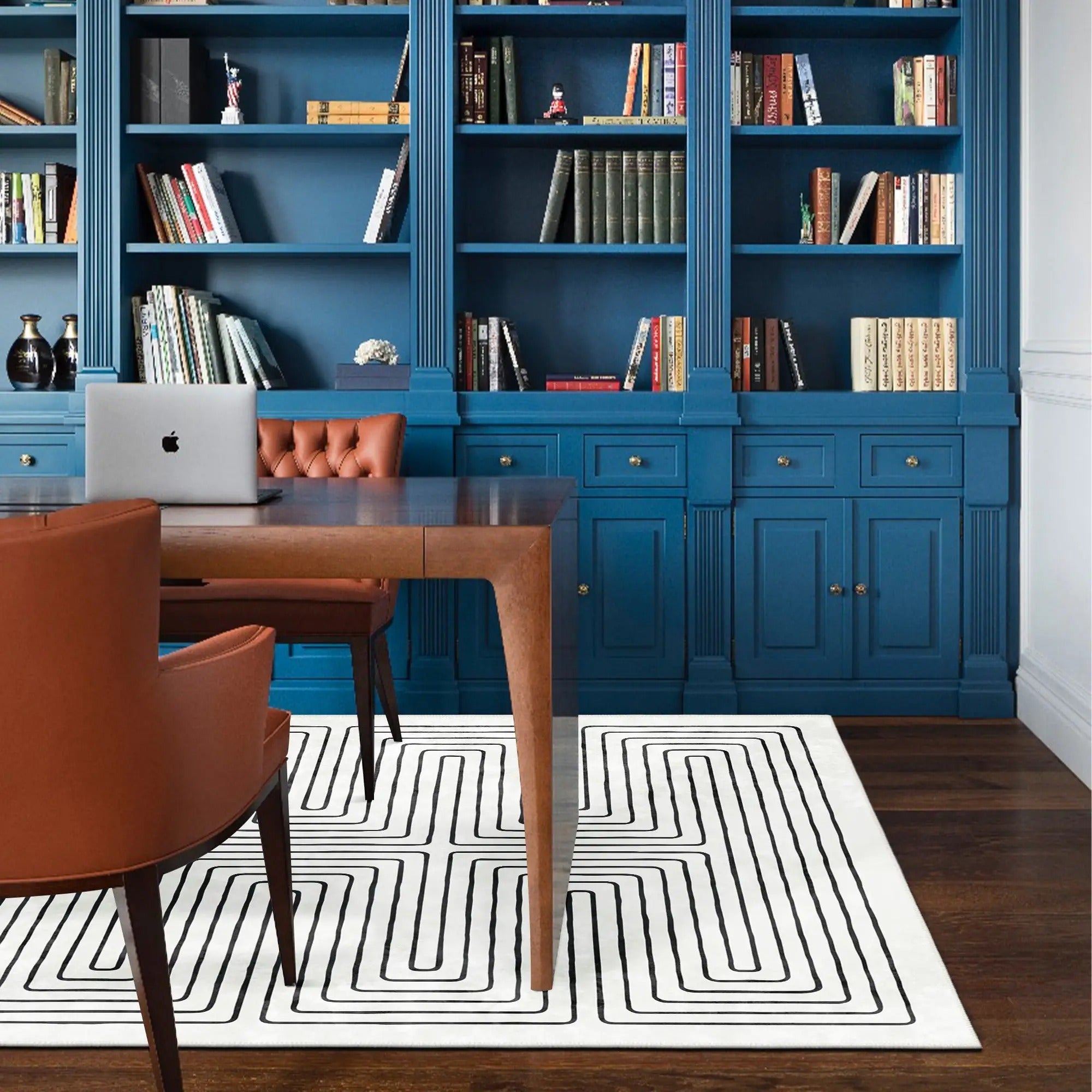 Cove White & Black Area Rug – Machine Washable Cotton Chenille Kilim, Non-Slip, Stain-Resistant