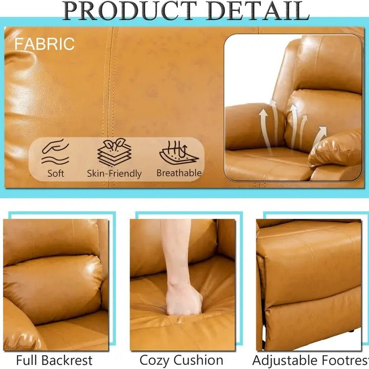 Caberryne 3-Piece Leather Recliner Sofa Set for Living Room & Home Theater