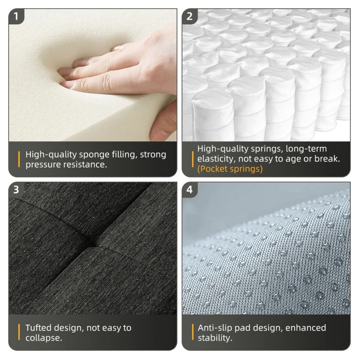 Modern Oversized Modular Sectional Sofa – Black Chenille Tufted Couch with 6 Pillows, 6-Piece DIY Combination, No Assembly Required