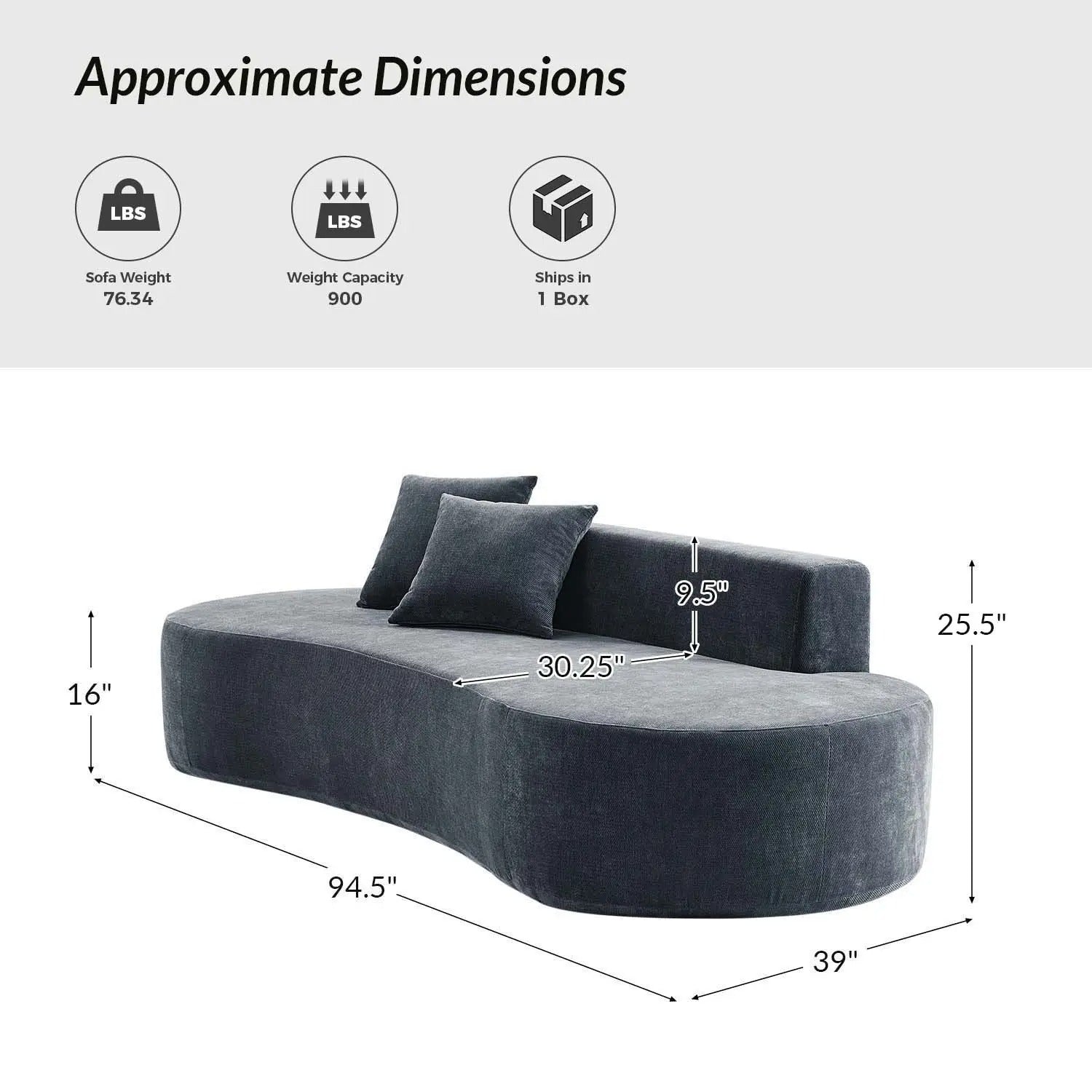 Nerio Modern Foam Sofa with Throw Pillows – Tool-Free Assembly, Compressed Delivery, Contemporary Couch for Living Room or Apartment