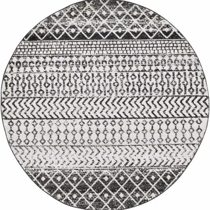 Hauteloom Constantin Area Rug – Black & Ivory Aztec Moroccan Boho Farmhouse Style, Machine-Woven Polypropylene, Medium Pile