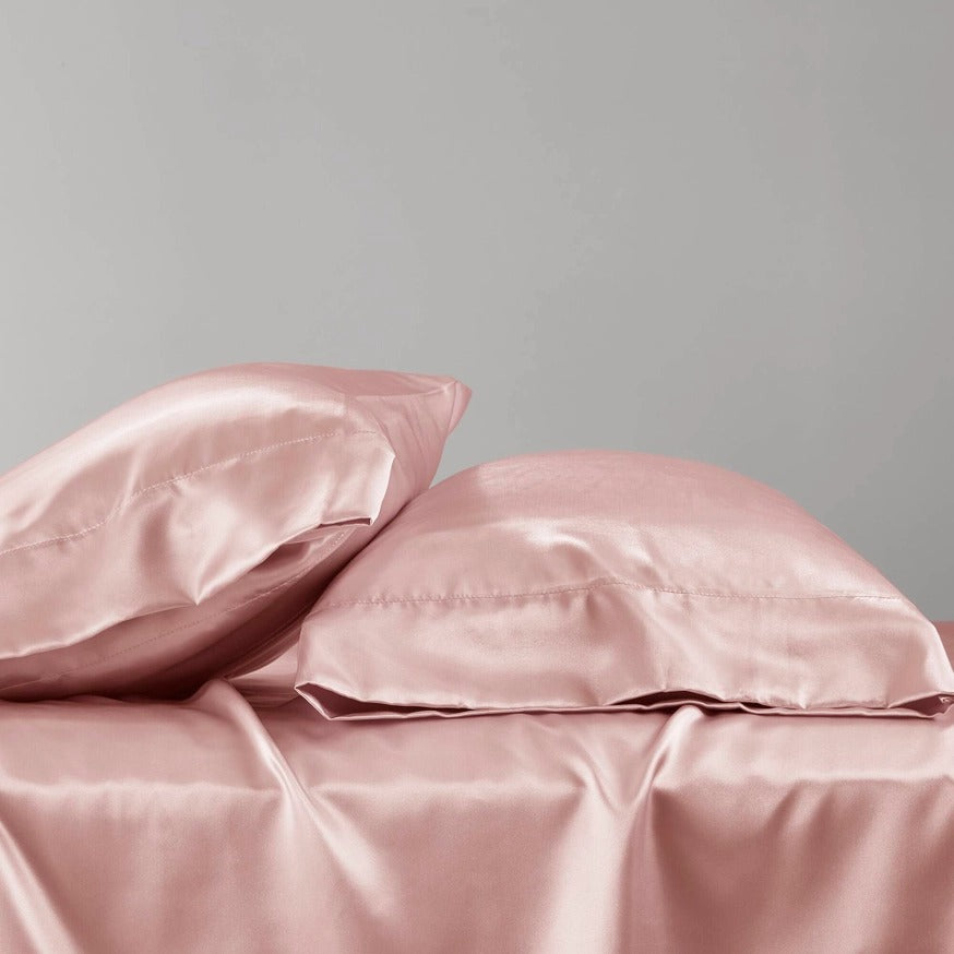 Luxury Satin 6-Piece Sheet Set – Silky Smooth, Wrinkle-Free, OEKO-TEX Certified, Blush Pink (Full, Queen, King, Cal King)