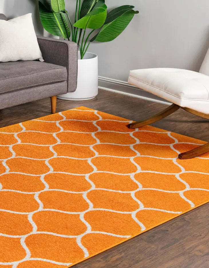 Geometric Rounded Trellis Frieze Rug (Large Rectangular)