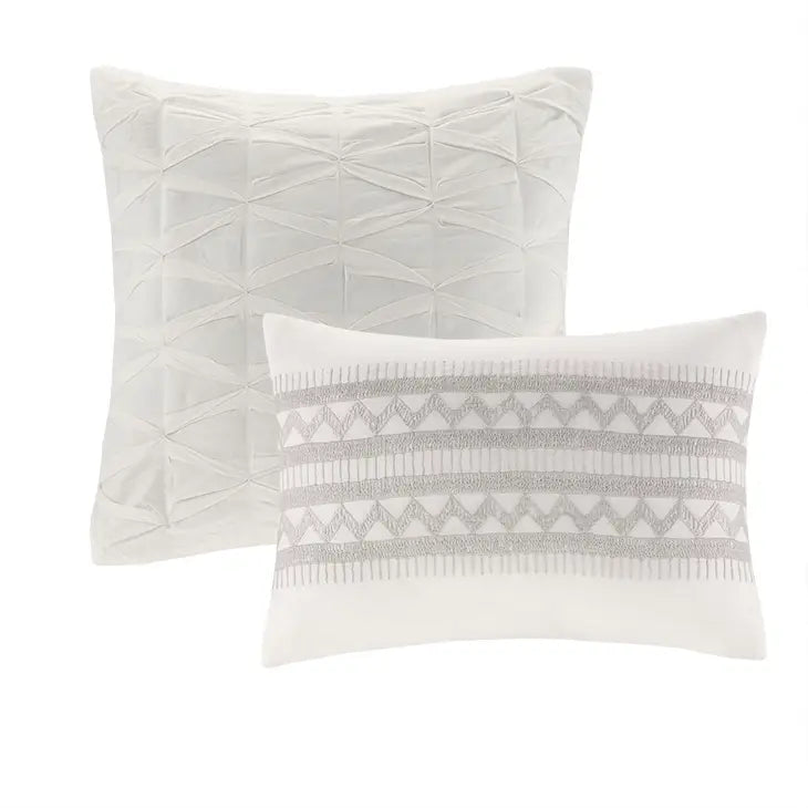 Taping Stripes 5-Piece Comforter or Duvet Cover Set, Ivory