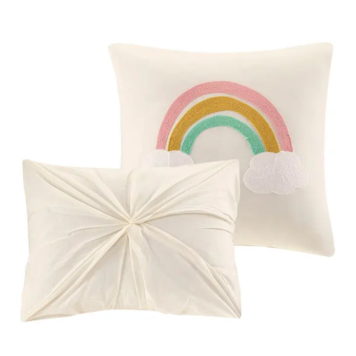 Pom-Pom Rainbow Comforter, Duvet Cover, Coverlet Set, Pastel