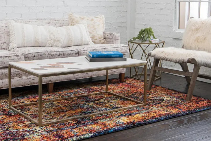 Traditional Distressed Vintage Rosso Rug