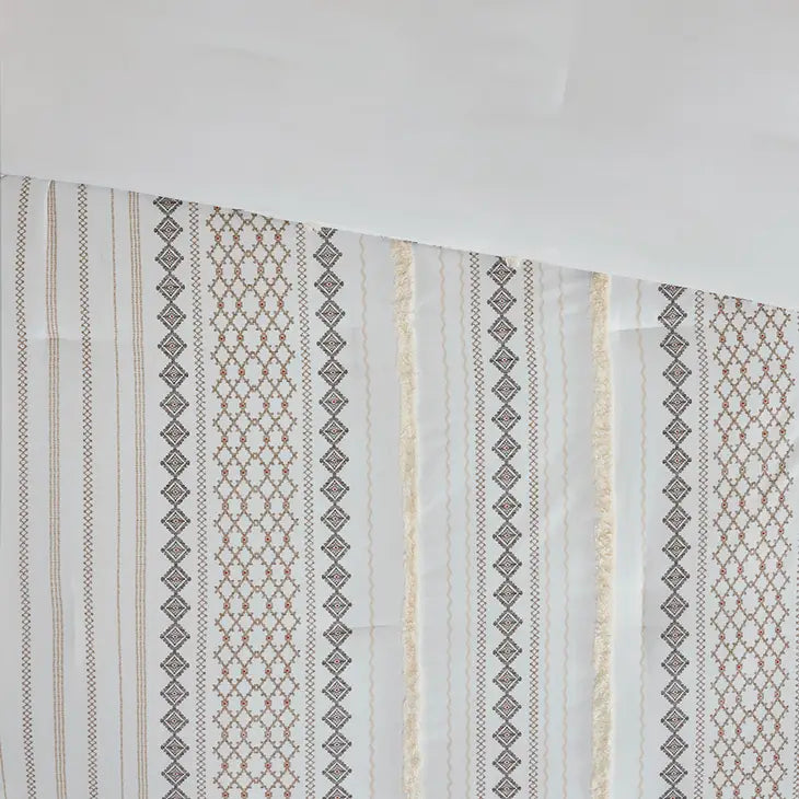 Microfiber Chenille Trim 5-Piece Comforter Set, White