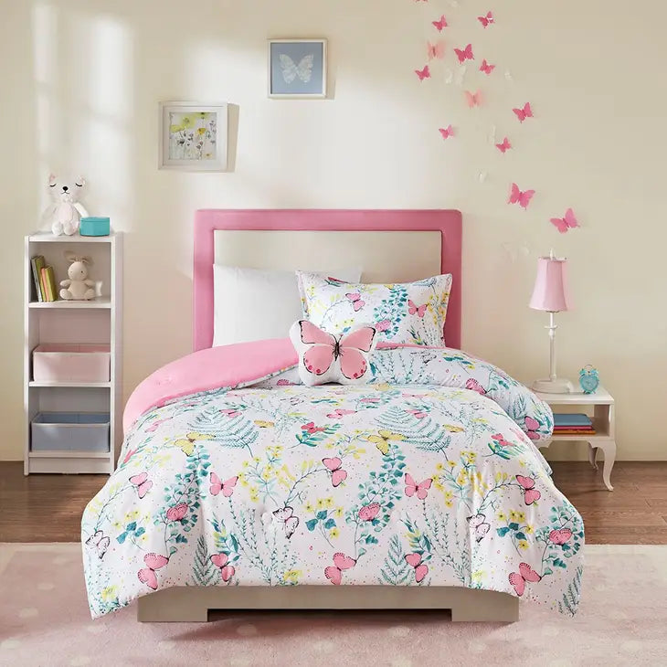 Butterfly 4-Piece Kids Comforter Set