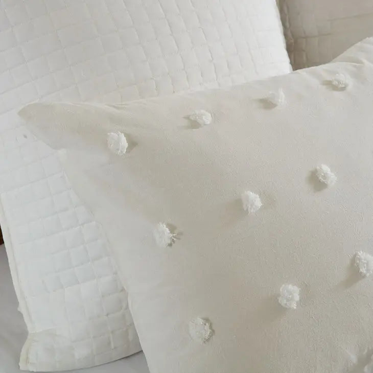 Pom-Pom 7-Piece Comforter or Duvet Cover Set, Ivory