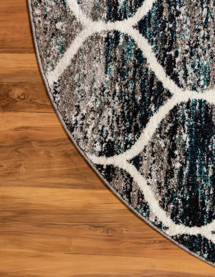 Geometric Rounded Trellis Frieze Rug (Round)