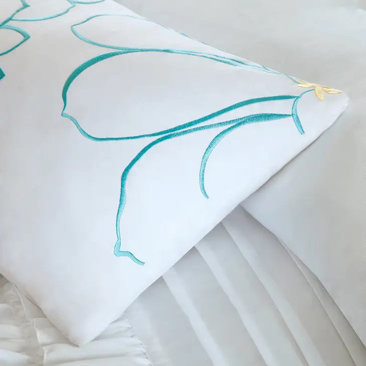 Ruffled Flow 5-Piece Comforter Set, White