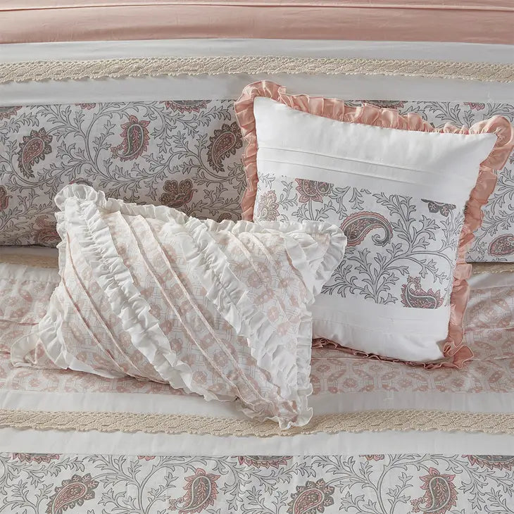 Shabby Chic 9-Piece Comforter Set, Blush