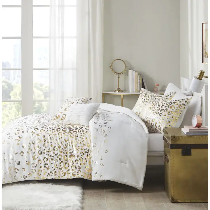 Gold Leopard Comforter/Duvet Cover Set