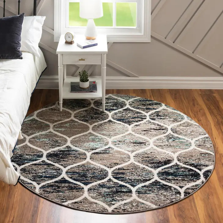 Geometric Rounded Trellis Frieze Rug (Round)