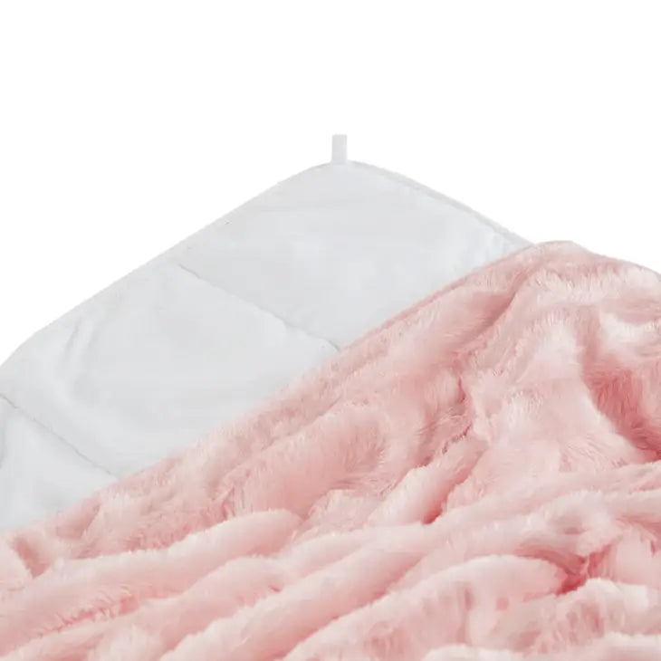 Weighted Blanket Faux Fur 60x70" Throw 18 LB, Blush Pink