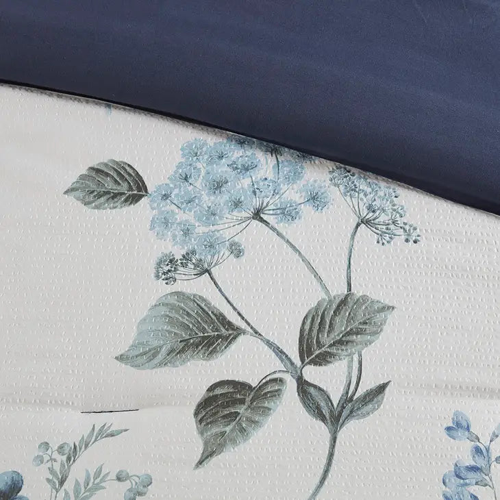 Watercolor Flora Comforter Set, Blue