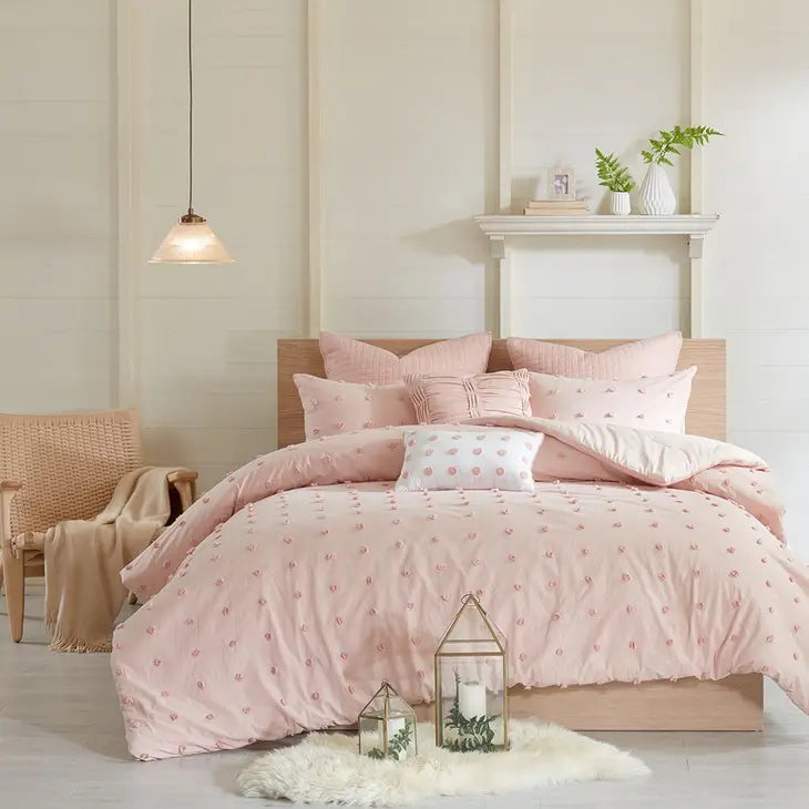 Pom-Pom 7-Piece Comforter or Duvet Cover Set, Pink