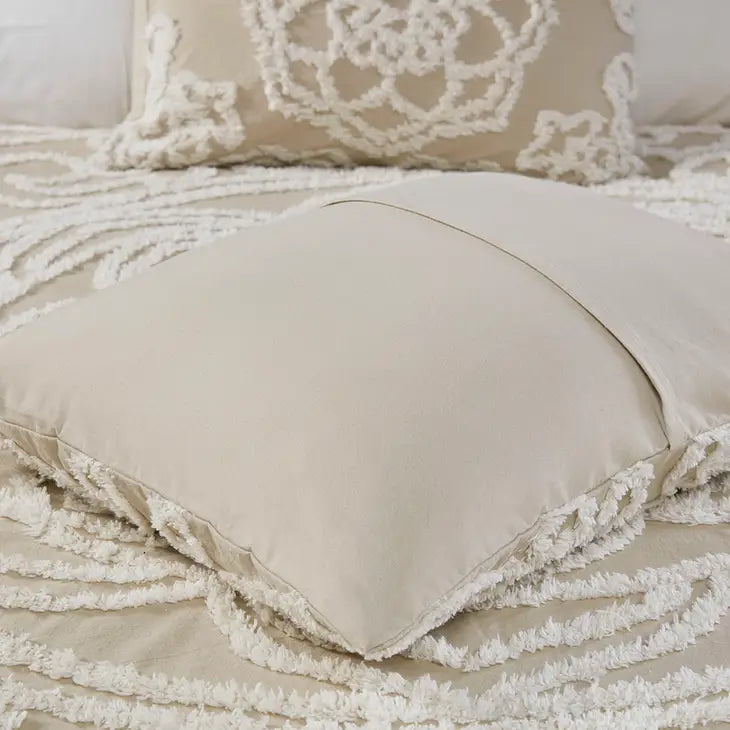 Tufted Medallion Comforter/Duvet Cover Set, Taupe