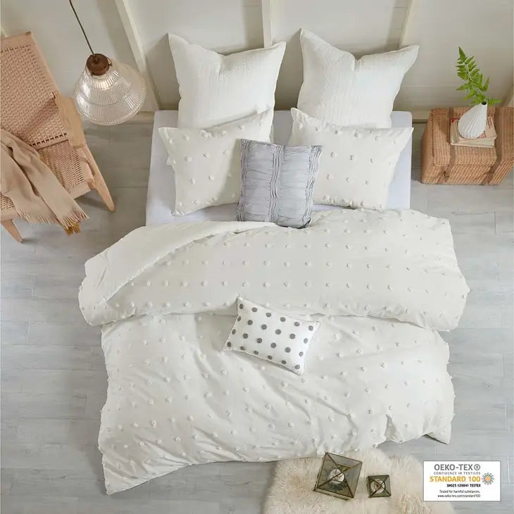 Pom-Pom 7-Piece Comforter or Duvet Cover Set, Ivory
