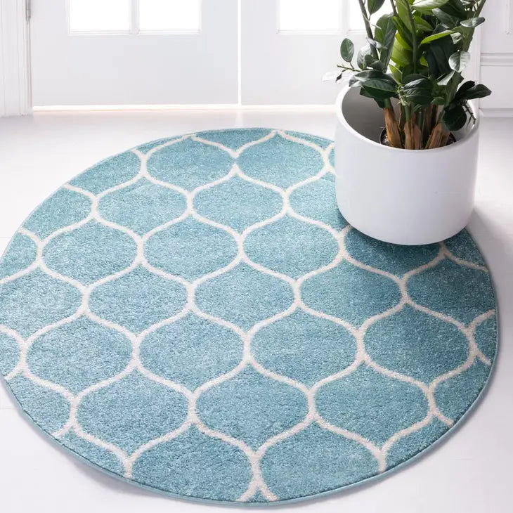 Geometric Rounded Trellis Frieze Rug (Round)