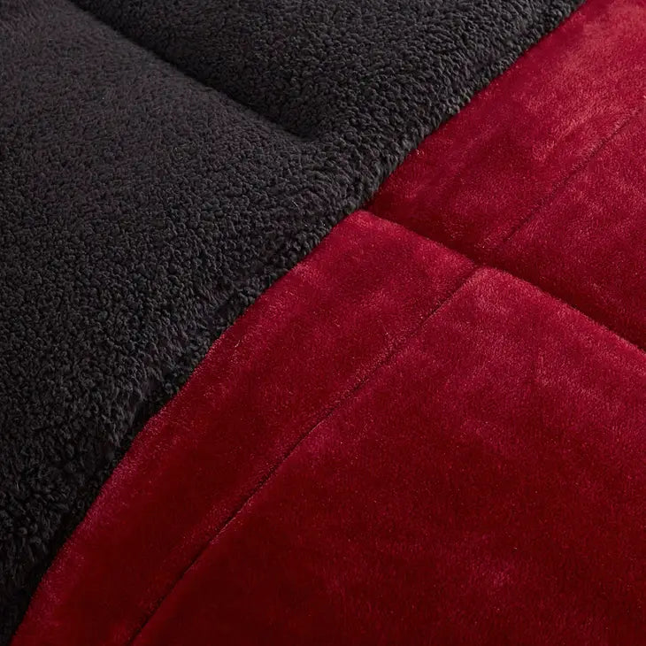 Plush to Sherpa Winter Comforter Set, Red
