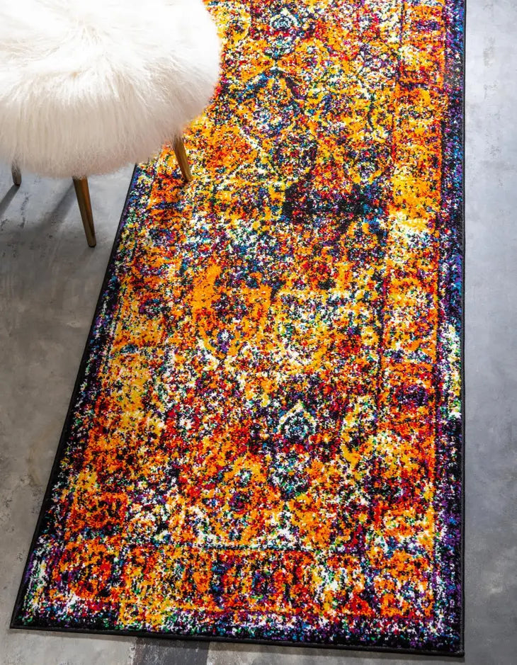 Traditional Distressed Vintage Rosso Rug