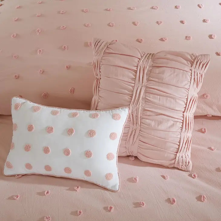 Pom-Pom 7-Piece Comforter or Duvet Cover Set, Pink