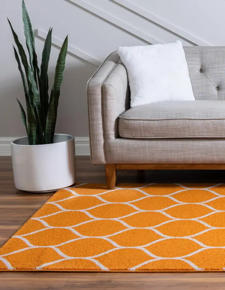 Geometric Rounded Trellis Frieze Rug (Large Rectangular)