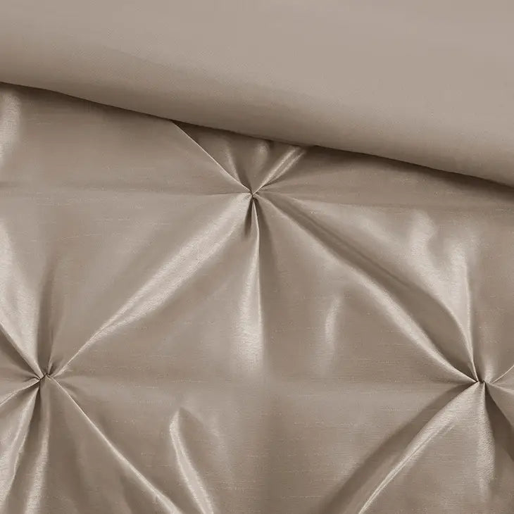 Silky Tufted 7-Piece Comforter Set, Taupe