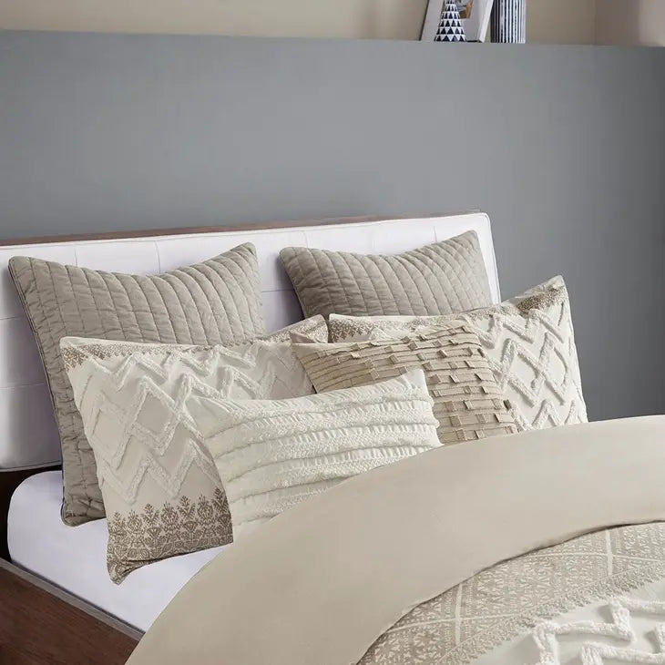 Tufted 3-Piece Comforter or Duvet Cover Set, Taupe