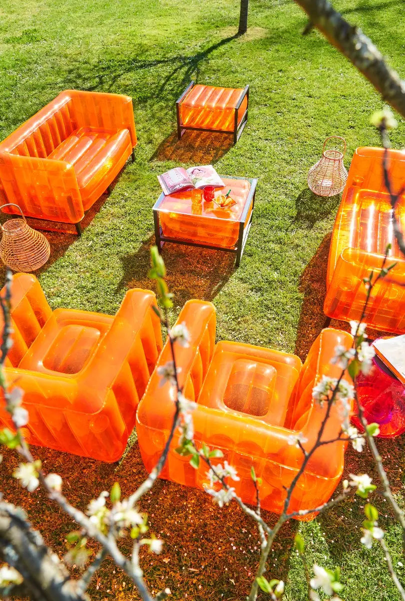 EKO Sofa in Aluminum and TPU Crystal Orange