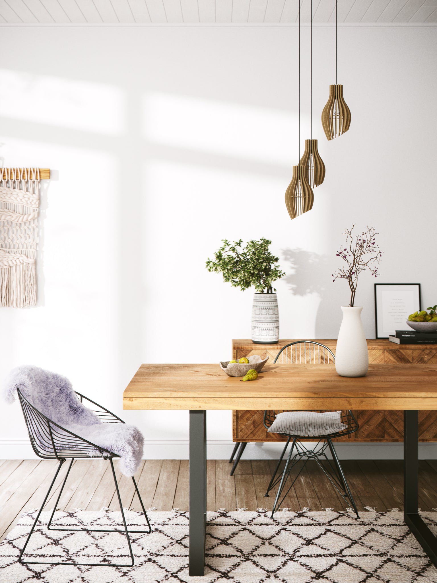 Mindful Living Solid Mango Wood Dining Table with Solid Iron