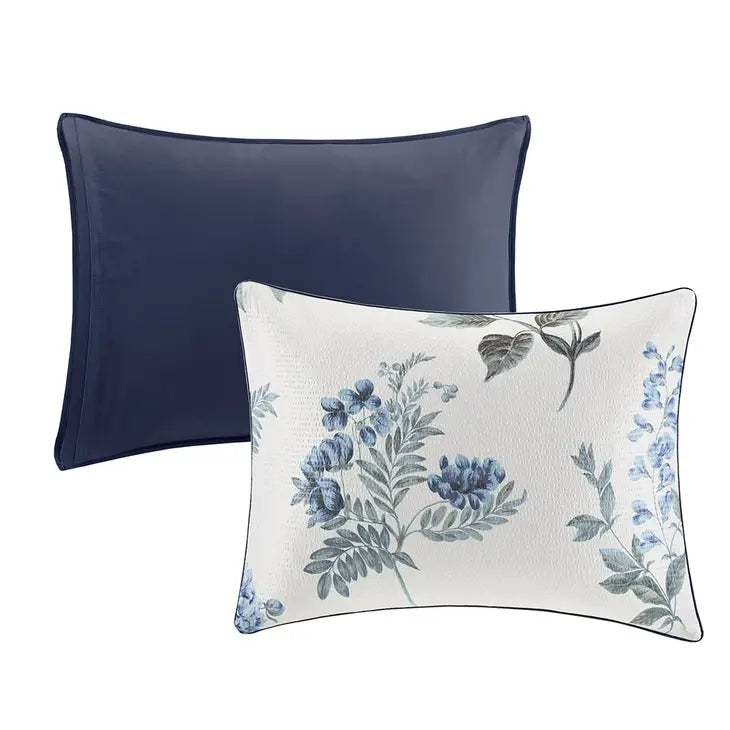 Watercolor Flora Comforter Set, Blue